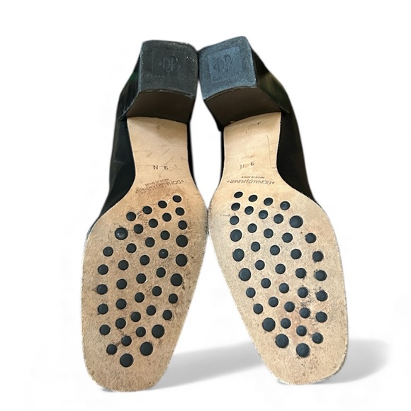 Donald J Pliner Black Leather Square Toe Zip Front Block Heal Couture Shoes 9N - Picture 12 of 16